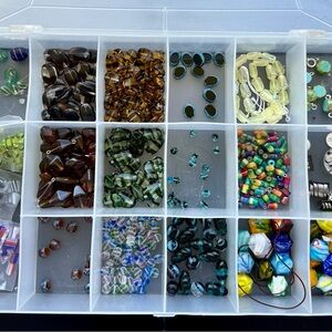 Glass Bead Collection for Jewelry Making with storage container